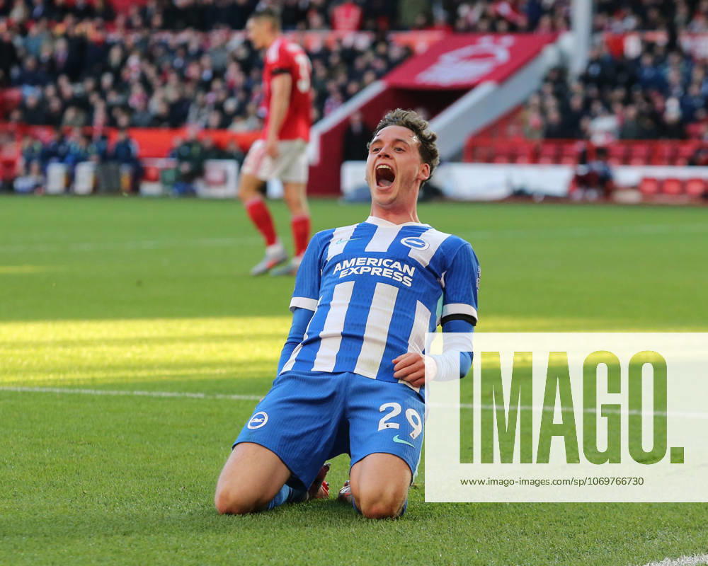 Premier League Nottingham Forest v Brighton and Hove Albion Maxim De Cuyper of Brighton & Hove Albion celebrates his goal to make it 0-1 during the Premier League match Nottingham Forest vs Brighton and Hove Albion at City Ground, Nottingham, United Kingdom, 30th November 2025 (Photo by Richard Bierton News Images) Nottingham City Ground Nottinghamshire United Kingdom