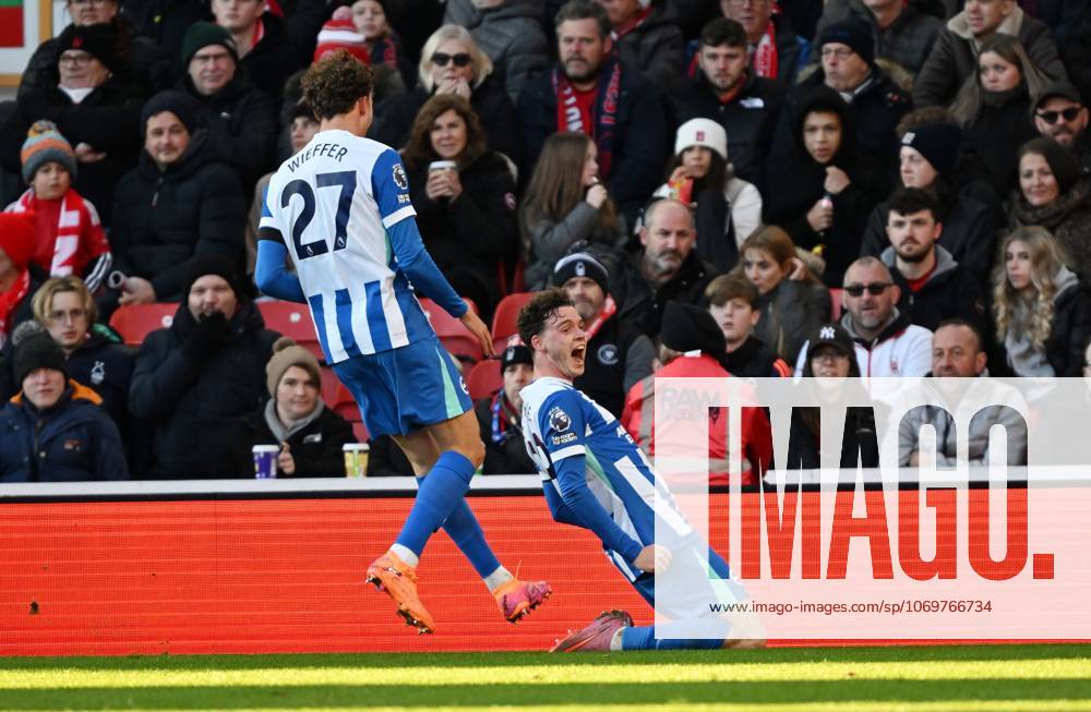 Maxim De Cuyper of Brighton & Hove Albion celebrates after scoring the team s first goal Nottingham Forest v Brighton and Hove Albion, Premier League, Football, City Ground, Nottingham, UK - 30 Nov 2025Nottingham City Ground United Kingdom