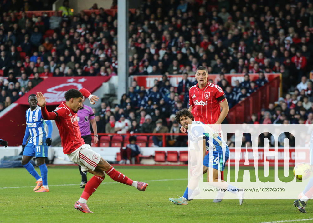 Premier League Nottingham Forest v Brighton and Hove Albion Morgan Gibbs-White of Nottingham Forest shoots on goal during the Premier League match Nottingham Forest vs Brighton and Hove Albion at City Ground, Nottingham, United Kingdom, 30th November 2025 (Photo by Richard Bierton News Images) Nottingham City Ground Nottinghamshire United Kingdom