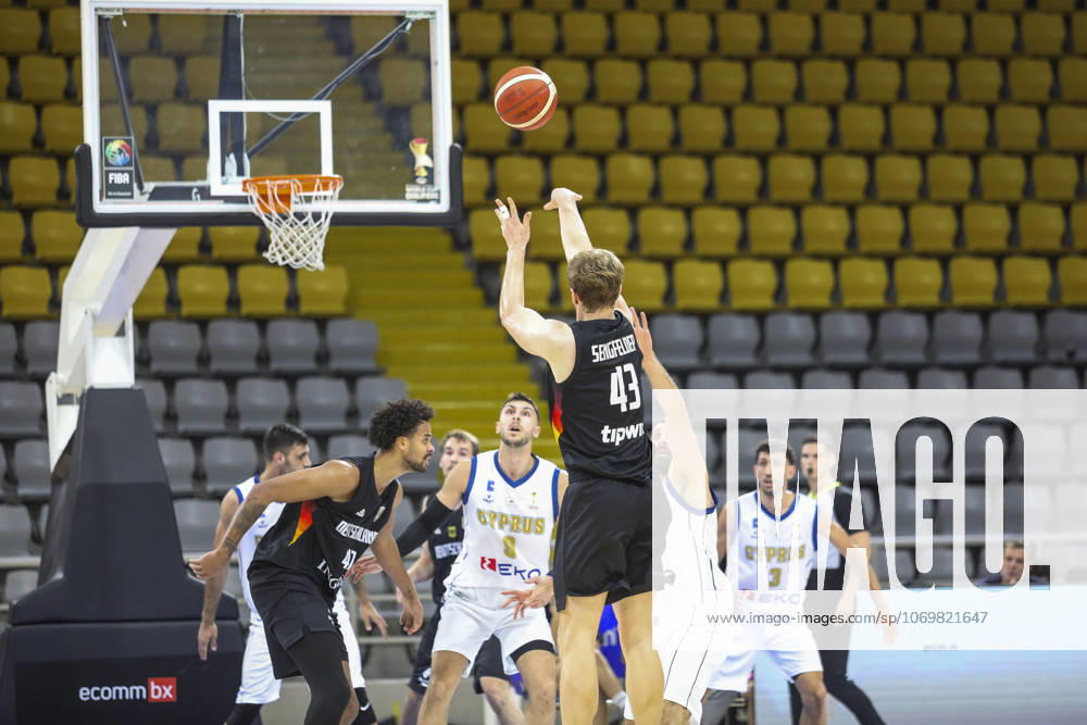 FIBA World Cup Qualifiers : Cyprus vs Germany CHRISTIAN SENGFELDER of Germany shots a 2-pointer. Cyprus plays vs Germany for the Group E of the FIBA Basketball World Cup European Qualifiers, at Spyros Kyprianou Arena, Limassol, Cyprus, on Dec. 1, 2025.. Cyprus plays vs Germany for the Group E of the FIBA Basketball World Cup European Qualifiers, at Spyros Kyprianou Arena, Limassol, Cyprus, on Dec. 1, 2025. Limassol Cyprus