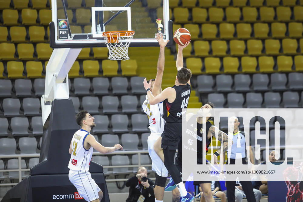 FIBA World Cup Qualifiers : Cyprus vs Germany DAVID KRAMER of Germany shots the ball. Cyprus plays vs Germany for the Group E of the FIBA Basketball World Cup European Qualifiers, at Spyros Kyprianou Arena, Limassol, Cyprus, on Dec. 1, 2025.. Cyprus plays vs Germany for the Group E of the FIBA Basketball World Cup European Qualifiers, at Spyros Kyprianou Arena, Limassol, Cyprus, on Dec. 1, 2025. Limassol Cyprus