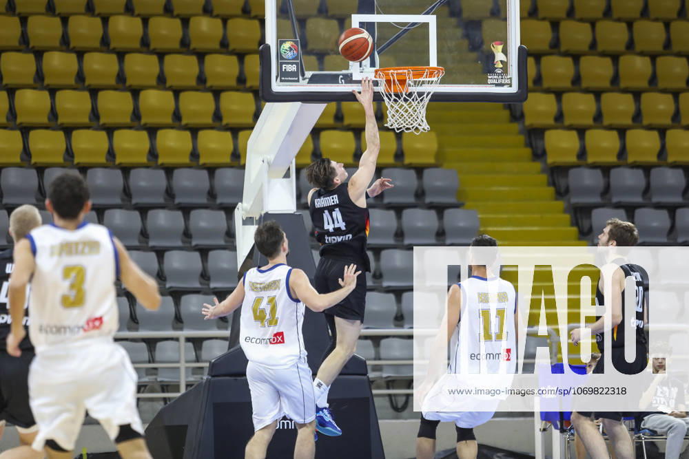 FIBA World Cup Qualifiers : Cyprus vs Germany DAVID KRAMER of Germany scores fore Germany. Cyprus plays vs Germany for the Group E of the FIBA Basketball World Cup European Qualifiers, at Spyros Kyprianou Arena, Limassol, Cyprus, on Dec. 1, 2025. Limassol Cyprus