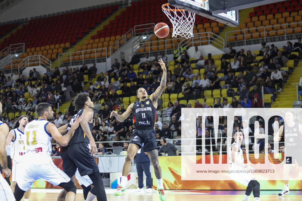 FIBA World Cup Qualifiers : Cyprus vs Germany NELSON WEIDEMANN of Germany scores. Cyprus plays vs Germany for the Group E of the FIBA Basketball World Cup European Qualifiers, at Spyros Kyprianou Arena, Limassol, Cyprus, on Dec. 1, 2025. Limassol Cyprus