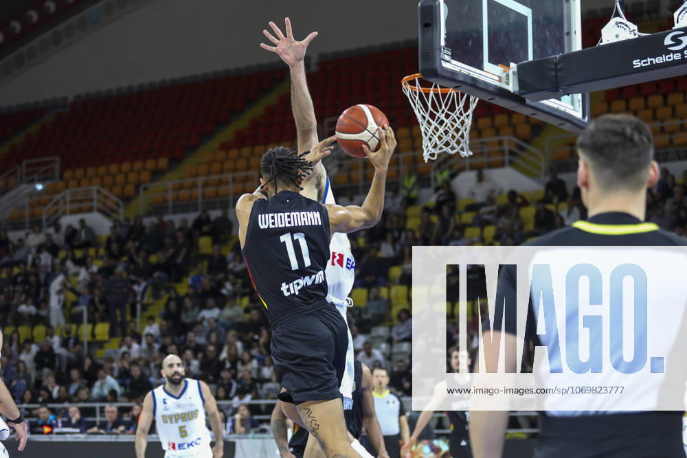 FIBA World Cup Qualifiers : Cyprus vs Germany NELSON WEIDEMANN of Germany passes the ball. Cyprus plays vs Germany for the Group E of the FIBA Basketball World Cup European Qualifiers, at Spyros Kyprianou Arena, Limassol, Cyprus, on Dec. 1, 2025. Limassol Cyprus