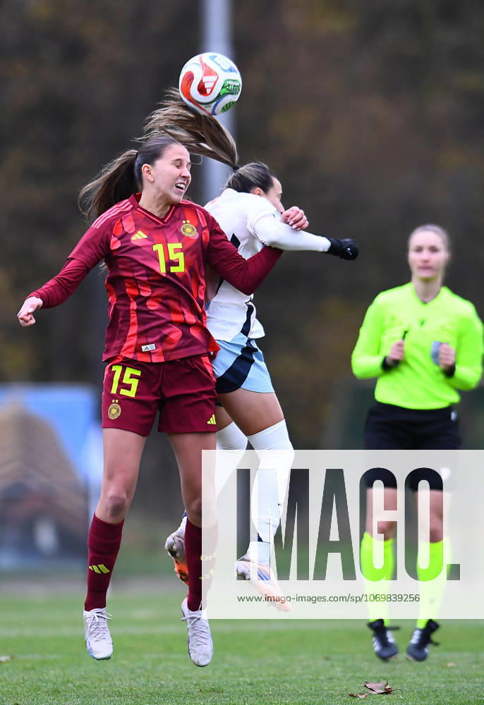 Soccer European Championship Qualification U19 Juniors Germany Spain on 02 12 2025 at the Sportschule Wedau in Duisburg Maj Schneider Germany , left Alba Cerrato Spain , right DFB regulations prohibit any use of photographs as image sequences and or quasi video Nordrhein Westfalen Germany