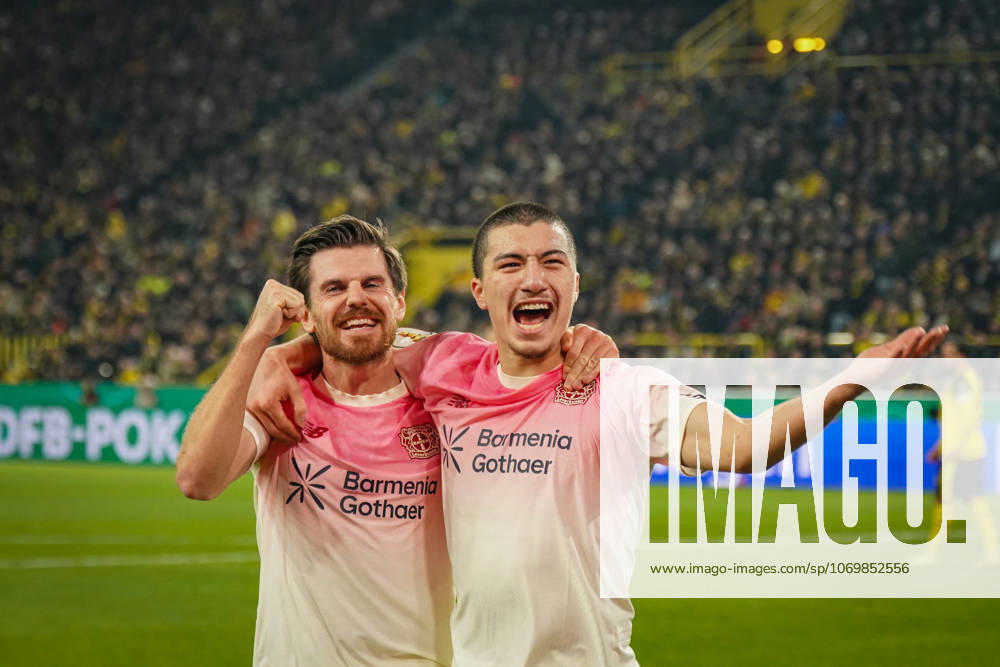 Germany Soccer DFB Cup 2025 26, Round of 16 Borussia Dortmund vs Bayer 04 Leverkusen Signal Iduna Park Dortmund Goal and goal celebration to 0 1 by Ibrahim Maza Bayer Leverkusen, 30 Joy, emotions, jubilation Dortmund North Rhine-Westphalia Germany