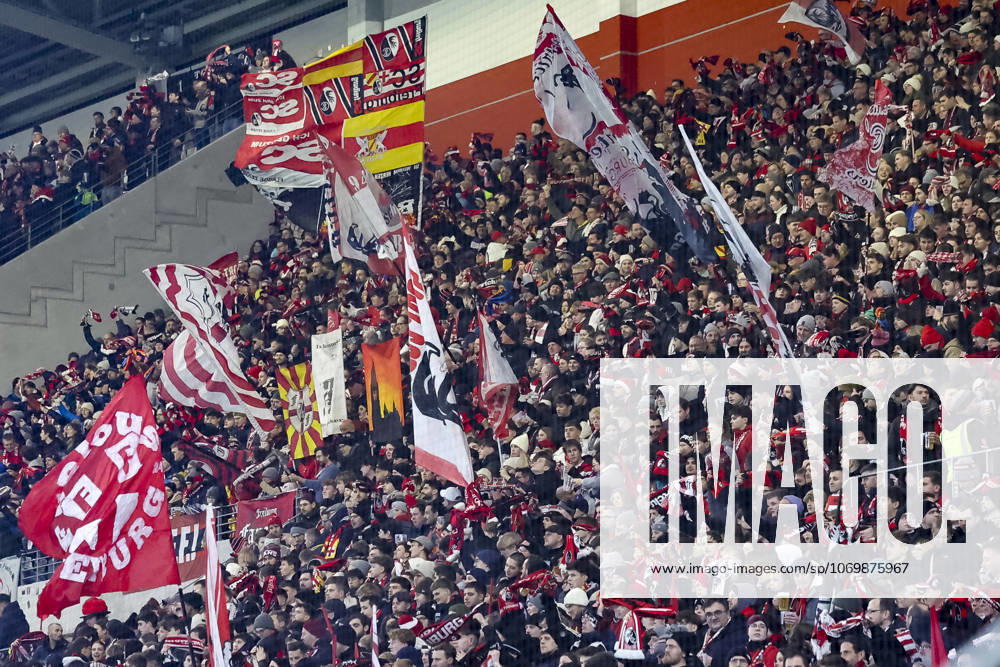 Fanblock SC Freiburg , Germany, Soccer, DFB Pokal, Round of 16, 2025 2026, SC Freiburg vs SV Darmstadt 98, 03 12 2025, Europa Park Stadion , Freiburg im Breisgau, Germany Freiburg im Breisgau Europa Park Stadion Baden Wuerttemberg Germany