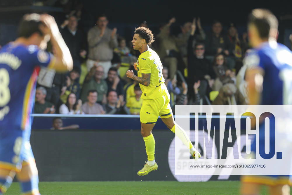 Tajon Buchanan of Villarreal CF celebrates a goal during the Spanish league, LaLiga EA Sports, football match played between Villarreal CF and Getafe CF at La Ceramica stadium on December 6, 2025, in Villarreal, Spain. Villarreal SPAIN - ZUMAa181 20251206_zaa_a181_096