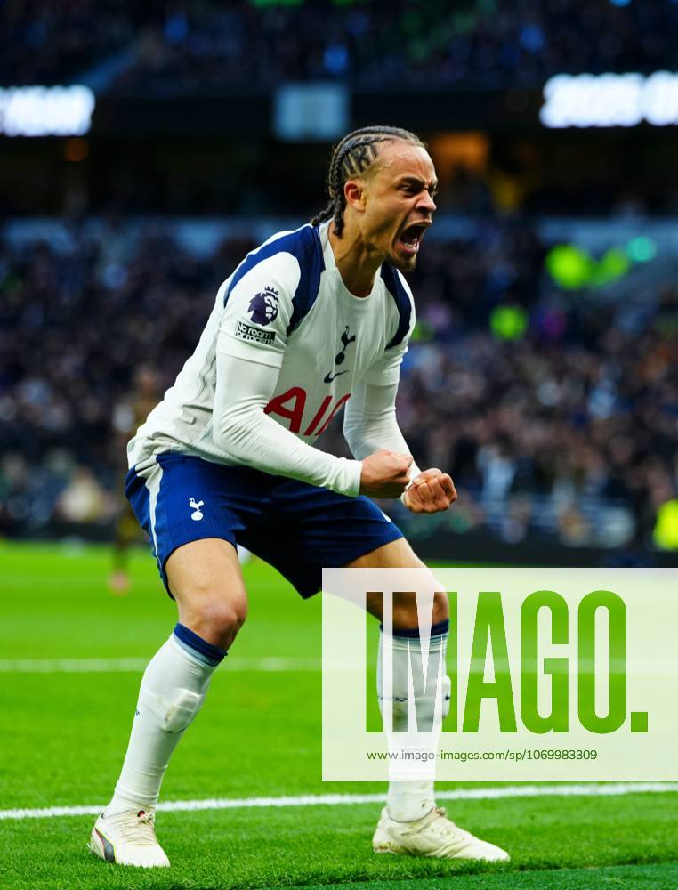 Xavi Simons of Tottenham Hotspur celebrates his assist for the opening goal Tottenham Hotspur v Brentford, Premier League, Football, Tottenham Hotspur Stadium, London, UK - 06 Dec 2025London Tottenham Hotspur Stadium United Kingdom