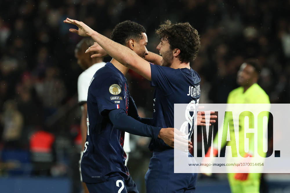 FBL FRA LIGUE1 Paris Saint Germain Stade Rennes Senny Mayulu Paris Saint Germain and Joao Neves Paris Saint Germain celebrates after scoring a goal during the French L1 football match between Paris Saint Germain PSG an Stade Rennes at Parc des Princes Paris ,France, on December 06, 2025