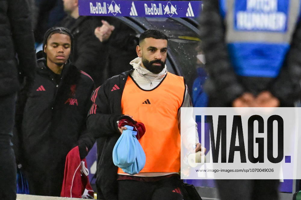 Leeds United v Liverpool Premier League 06 12 2025. Liverpool forward Mohamed Salah (11) takes his place on the substitutes bench during the Premier League match between Leeds United and Liverpool at Elland Road, Leeds, England on 6 December 2025. Leeds Elland Road West Yorkshire England Editorial use only DataCo restrictions apply See www.football-dataco.com ,
