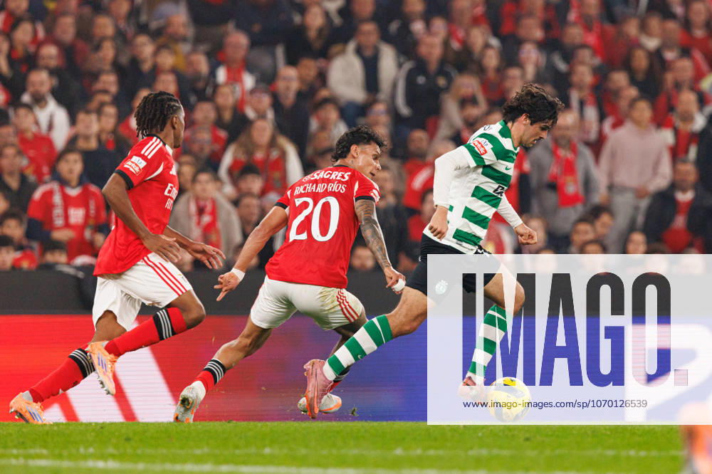 Francisco Trincao and Richard Rios seen during Liga Portugal game between SL Benfica and Sporting CP (Maciej Rogowski Ball Raw Images) Lisbon Estadio da Luz Portugal