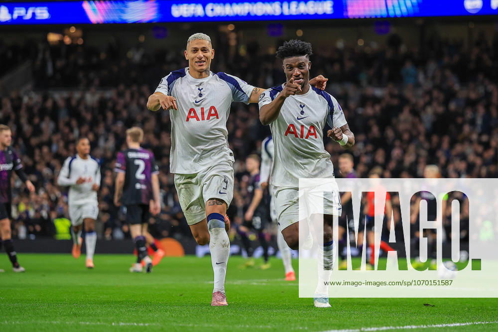 Tottenham Hotspur v Slavia Prague Champions League 09 12 2025. GOAL CELEBRATION Tottenham Hotspur Midfielder Mohammed Kudus (20) makes it makes it 2-0 during the Champions League match between Tottenham Hotspur and Slavia Prague at Tottenham Hotspur Stadium, London, United Kingdom on 9 December 2025. Editorial use only ,