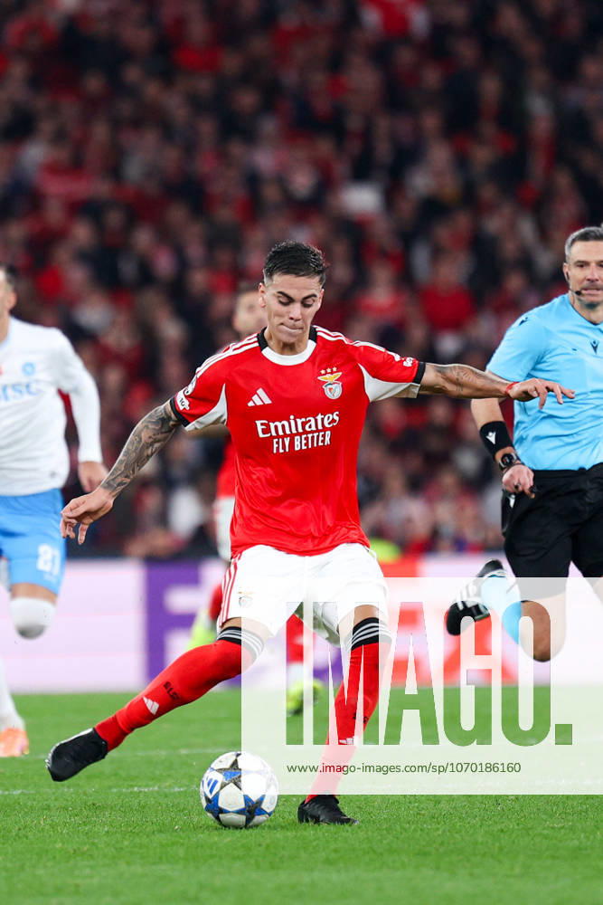 SL Benfica v Napoles FC - UEFA Champions League 2025 2026 Medio argentino do SL Benfica, Barrenechea durante a partida entre SL Benfica v Napoles FC, valida pela fase de Grupos da Uefa Champions League 2025 2026, no Estadio da Luz, Portugal (Foto de Diogo Faria Reis Avant Sports) Lisboa Estadio da Luz Portugal
