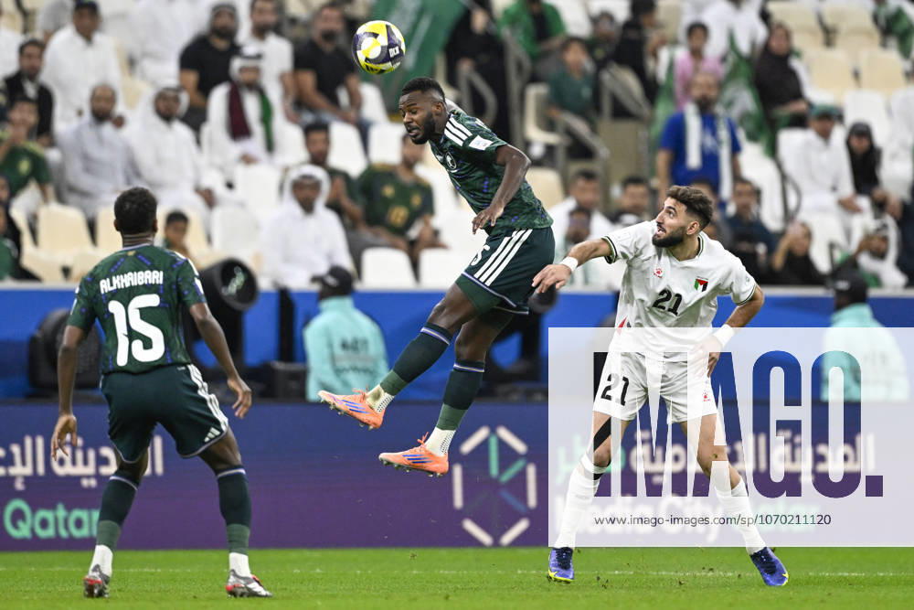 Palestine v Saudi Arabia - 2025 FIFA Arab Cup LUSAIL, QATAR – DECEMBER 11: Palestinian player Zaid Qunbar in action during their 2025 FIFA Arab Cup quarterfinal match between Palestine and Saudi Arabia at Lusail Stadium in Lusail, Qatar on December 11, 2025. Stringer Anadolu Lusail Qatar. Editorial use only. Please get in touch for any other usage.