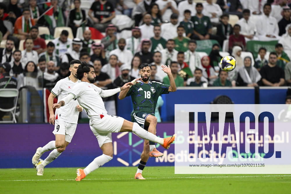 Palestine v Saudi Arabia - 2025 FIFA Arab Cup LUSAIL, QATAR – DECEMBER 11: Saudi Arabia player Saleh Waheb Abu Al-Shamat in action during their 2025 FIFA Arab Cup quarterfinal match between Palestine and Saudi Arabia at Lusail Stadium in Lusail, Qatar on December 11, 2025. Stringer Anadolu Lusail Qatar. Editorial use only. Please get in touch for any other usage.