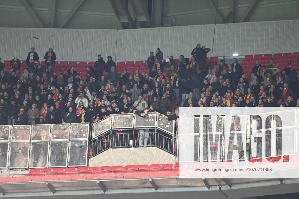 Football : Olympique Lyonnais v G.A. Eagles - UEFA Europa League 11 12 2025 Supporters of GA Eagles during the UEFA Europa league match between Olympique Lyonnais and G.A. Eagles at Groupama Stadium Decines Charpieu Lyon on December 11 2025 , France LYONFrance