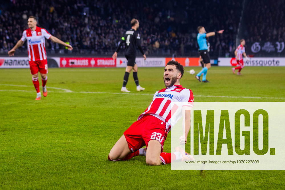 STURM GRAZ - CRVENA ZVEZDA Nayair Tiknizyan of Crvena Zvezda celebrates after during the league phase of UEFA Europa league football match between SK Sturm Graz and FK Crvena Zvezda Belgrade. Graz, Austria, December 11, 2025. Photo by Branislav Racko