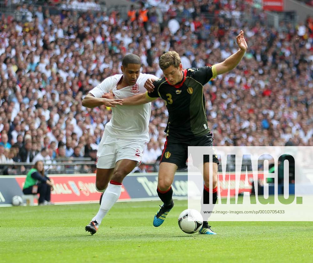 Englands Glen Johnson tussles with Belgiums Jan Vertonghen..International Friendly match Wembley Stadium, London on the 2nd June 2012. Pic David Klein SPORTIMAGE... .