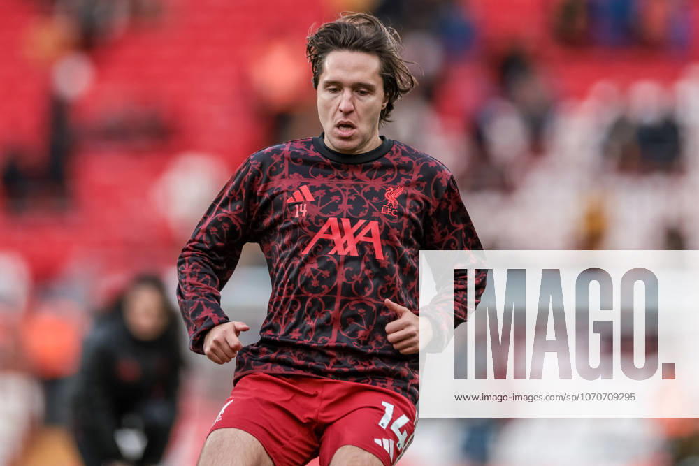 Premier League Liverpool v Wolverhampton Wanderers Federico Chiesa of Liverpool in the pregame warmup session during the Premier League match Liverpool vs Wolverhampton Wanderers at Anfield, Liverpool, United Kingdom, 27th December 2025 (Photo by Mark Cosgrove News Images) Liverpool Anfield Merseyside United Kingdom