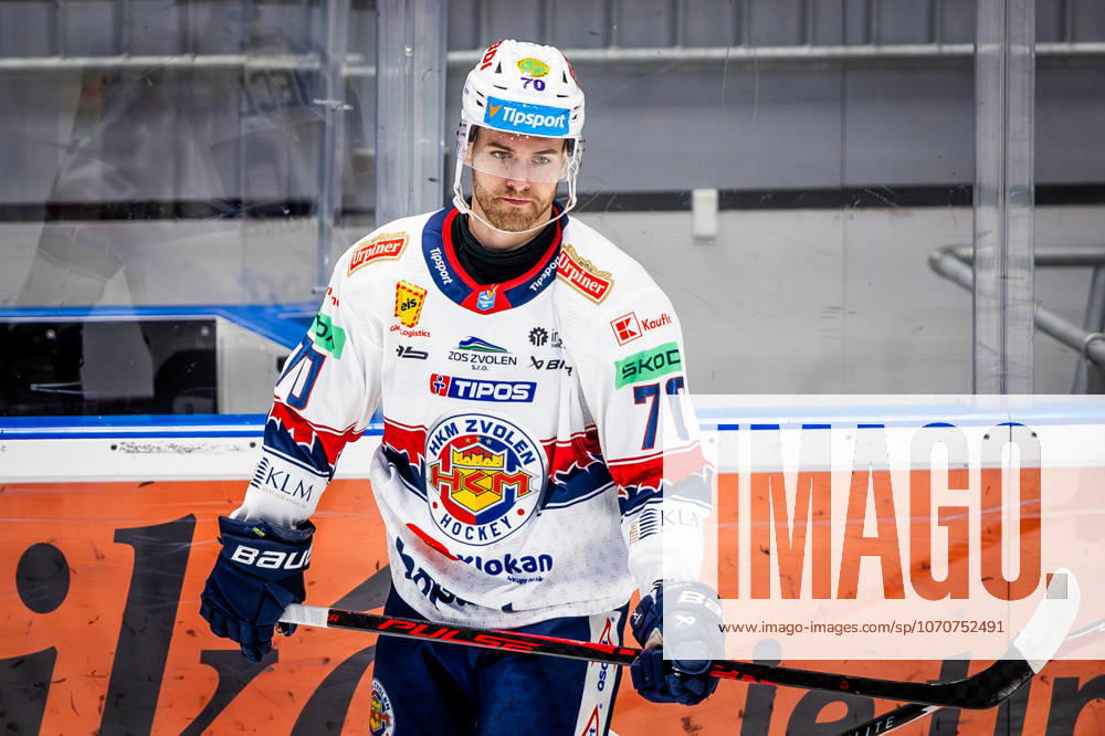 SLOVAN BRATISLAVA - HKM ZVOLEN Marek Hecl of Zvolen during Slovak Ice hockey, Eishockey Eishockey Tipsport liga match between HC Slovan Bratislava and HKM Zvolen at Ondrej Nepela Arena in Bratislava. Bratislava, Slovakia, December 28, 2025. Photo by Branislav Racko.