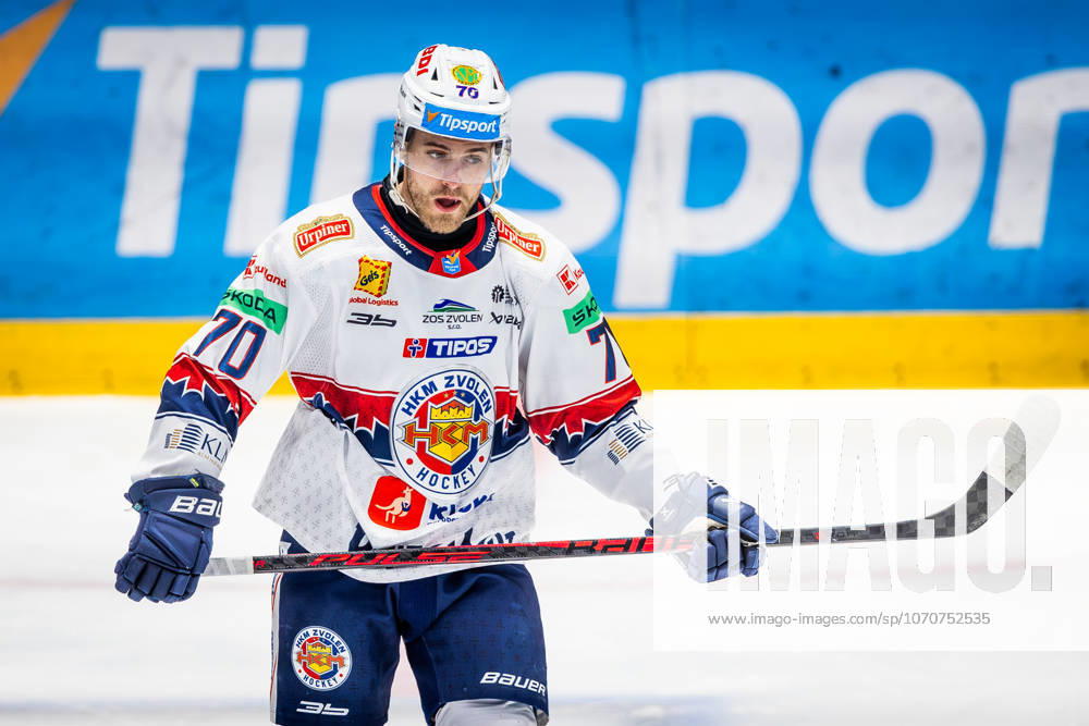 SLOVAN BRATISLAVA - HKM ZVOLEN Marek Hecl of Zvolen during Slovak Ice hockey, Eishockey Eishockey Tipsport liga match between HC Slovan Bratislava and HKM Zvolen at Ondrej Nepela Arena in Bratislava. Bratislava, Slovakia, December 28, 2025. Photo by Branislav Racko.
