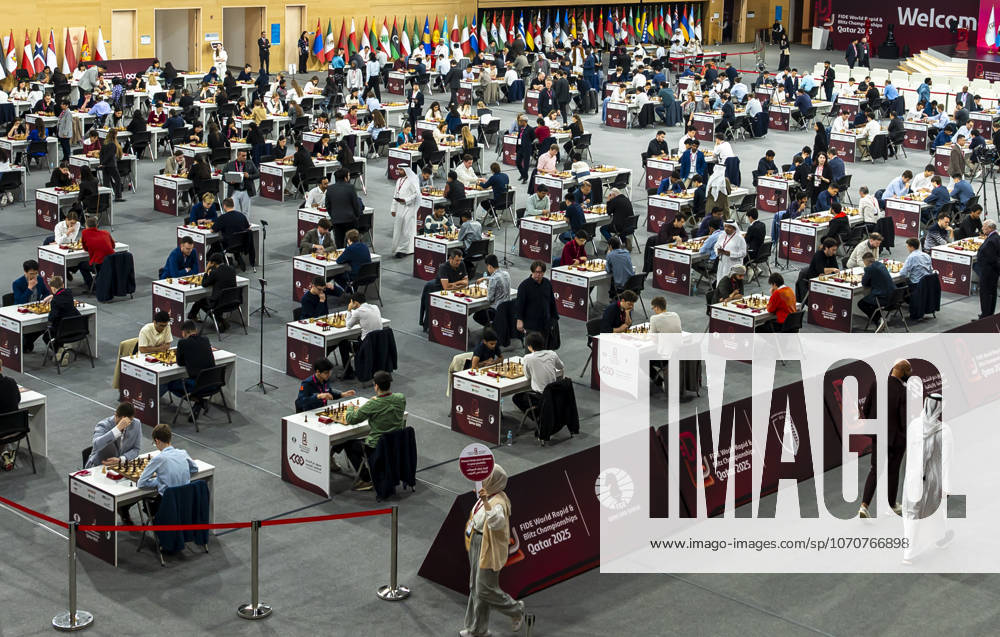 FIDE World Rapid & Blitz Championships 2025 DAY 4 A general view shows chess players competing in the Blitz open first round of the FIDE World Rapid & Blitz Championship 2025 Qatar at the Sports and Events Complex, Qatar University, in Doha, Qatar, on December 29, 2025. DOHA Qatar