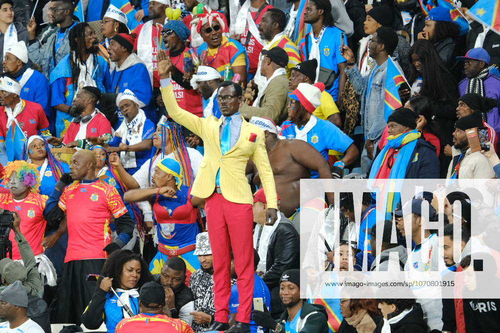 Democratic Republic of the Congo v Botswana - 35th Africa Cup of Nations RABAT, MOROCCO - DECEMBER 30: Famous Democratic Republic of the Congo animator Lumumba tries to set a new record by standing with his hand in the air throughout the game to support his team during the 35th Africa Cup of Nations (AFCON 2025) group D football match between Democratic Republic of the Congo and Botswana at Al Medina Stadium in Rabat, Morocco on December 30, 2025. Chris Milosi Anadolu Rabat Morocco. Editorial use only. Please get in touch for any other usage.