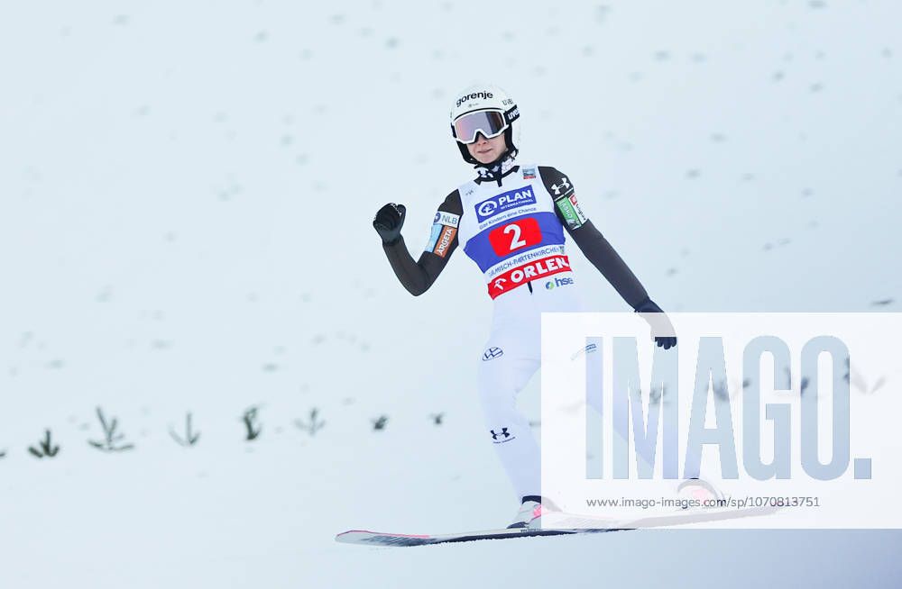 Ski jumping, Skispringen, Ski, nordisch - FIS WC Garmisch Partenkirchen GARMISCH-PARTENKIRCHEN,GERMANY,31.DEC.25 - NORDIC SKIING, SKI JUMPING - FIS World Cup, 2-Nights-Tour, large hill, ladies. Image shows the rejoicing of Nika Prevc (SLO). GEPAxpictures xThomasxBachun