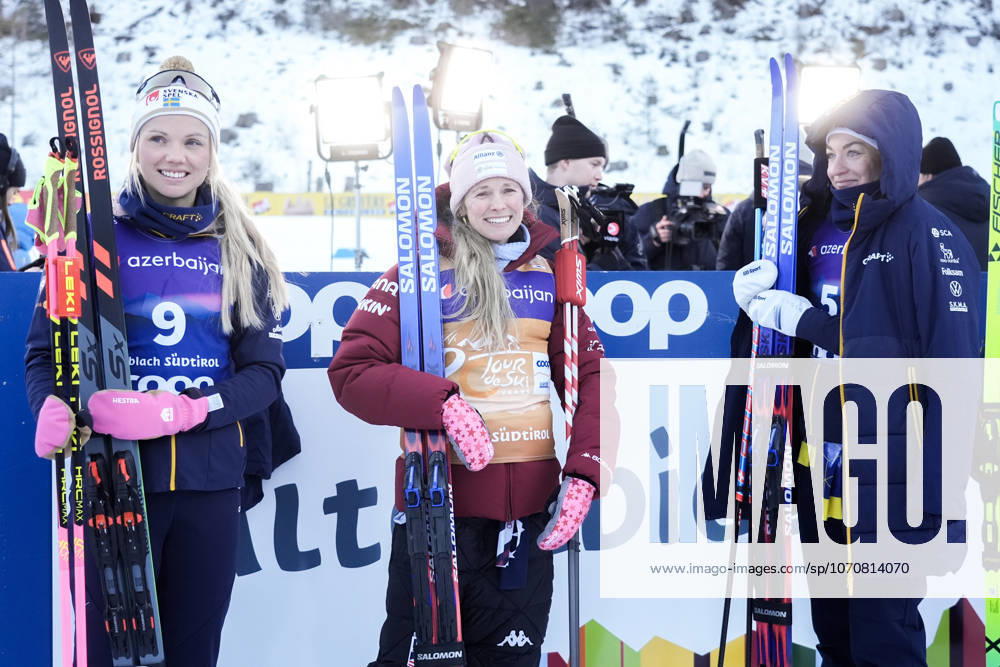 Ski Tour 2025 26 Stage 4 Toblach, Italy 20251231 USA s Jessie Diggins took first place, Sweden s Emma Ribom took second place and Sweden s Moa Ilar took third place in the 5 km heat free technique for women in Toblach Photo Terje Pedersen NTB Toblach Italy RESTRICTED USE FOR BETTING COMPANIES