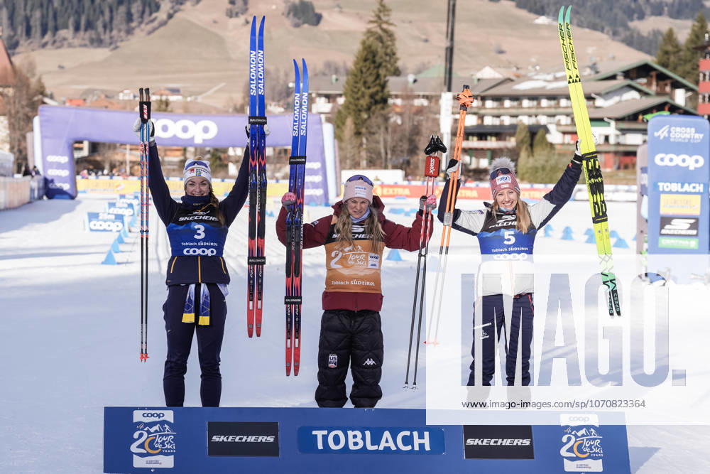 Ski Tour 2025 26 Stage 4 Toblach, Italy 20260101 USA s Jessie Diggins won the women s 20 km pursuit start classic in the Tour de Ski Sweden s Moa Ilar came second and Austria s Teresa Stadlober came third Photo Terje Pedersen NTB Toblach Italy RESTRICTED USE FOR BETTING COMPANIES