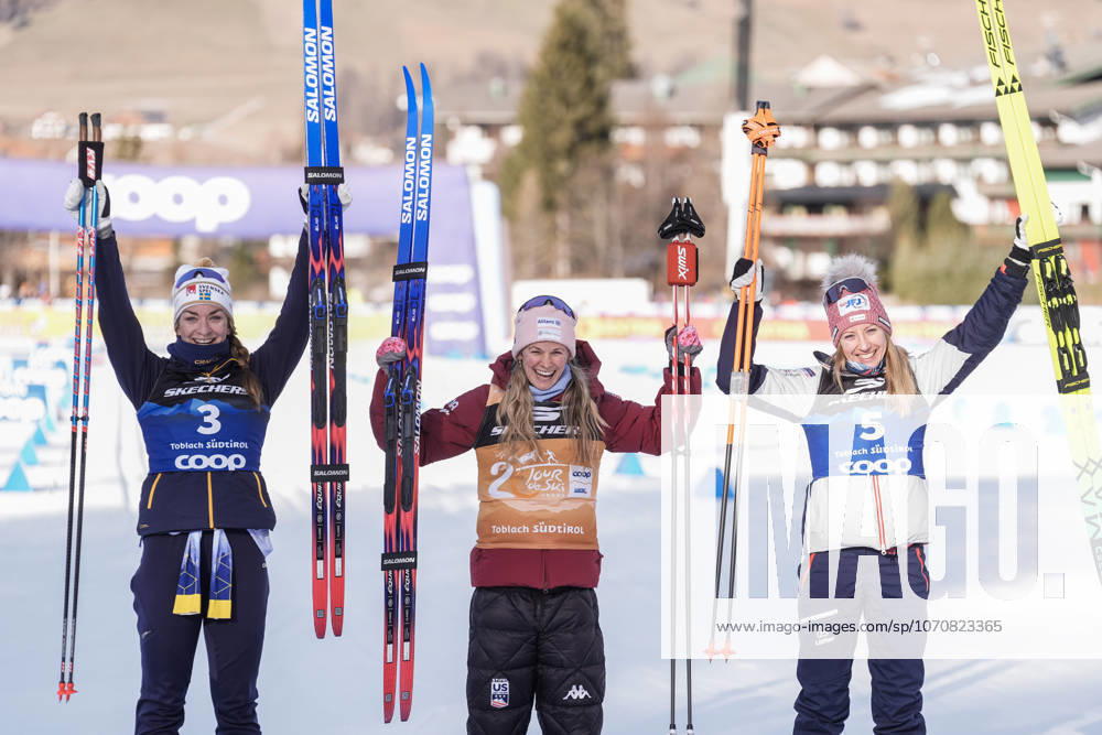 Ski Tour 2025 26 Stage 4 Toblach, Italy 20260101 USA s Jessie Diggins won the women s 20 km pursuit start classic in the Tour de Ski Sweden s Moa Ilar came second and Austria s Teresa Stadlober came third Photo Terje Pedersen NTB Toblach Italy RESTRICTED USE FOR BETTING COMPANIES