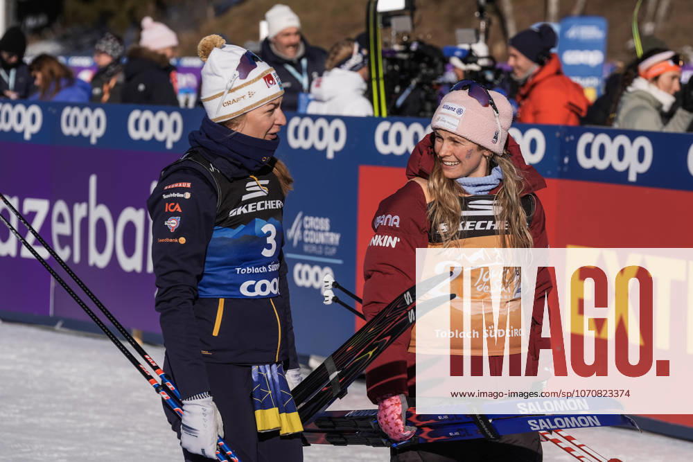 Ski Tour 2025 26 Stage 4 Toblach, Italy 20260101 USA s Jessie Diggins and Sweden s Moa Ilar finish after the 20 km pursuit start classic for women in the Tour de ski Photo Terje Pedersen NTB Toblach Italy RESTRICTED USE FOR BETTING COMPANIES