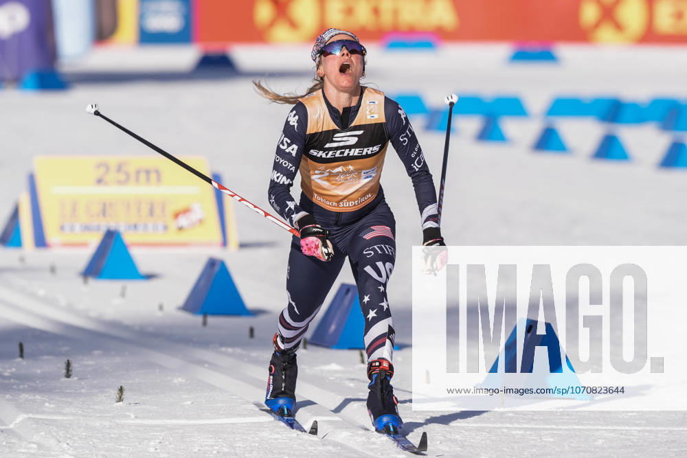 Ski Tour 2025 26 Stage 4 Toblach, Italy 20260101 USA s Jessie Diggins finishes after 20 km pursuit start classic for women in Tour de ski Photo Terje Pedersen NTB Toblach Italy RESTRICTED USE FOR BETTING COMPANIES