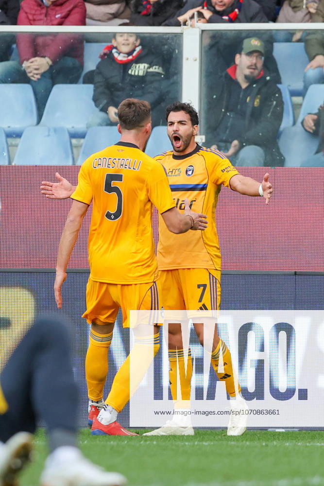 Pisas Mehdi Leris celebrates after scoring a goal for his team during the Serie A soccer match between Genoa and Pisa at the Luigi Ferraris Stadium in Genoa, Italy - Saturday, January 03, 2025. - Soccer .