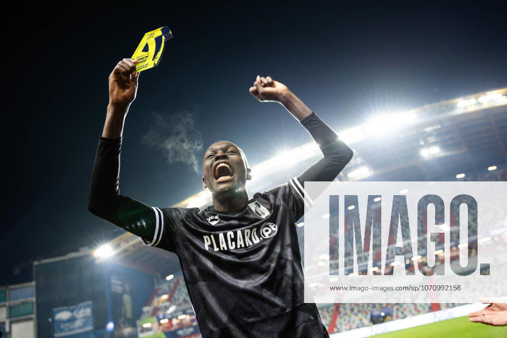 Alioune Ndoye of Vitoria SC celebrates after winning the Allianz Cup semi finals match between Sporting CP and Vitoria SC at Estadio Dr. Magalhaes Pessoa on January 6, 2026 in Leiria, Portugal. Leiria Portugal - ZUMAp267 20260106_zsp_p267_128