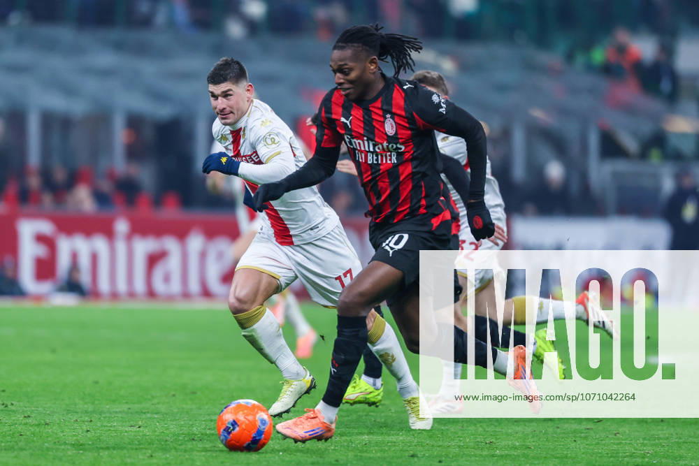 AC Milan vs Genoa CFC Serie A 2025 26 08 01 2026 Rafael Leao of AC Milan seen in action during Serie A 2025 26 football match between AC Milan and Genoa CFC at San Siro Stadium in Milan