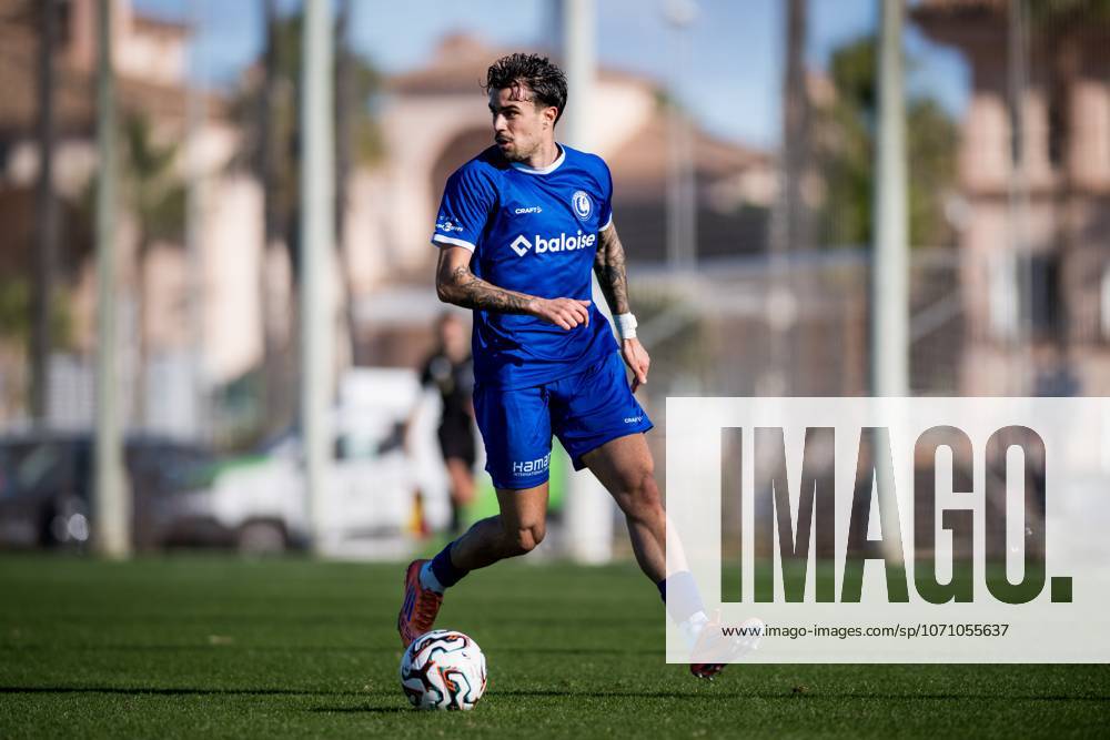 Gent s Tiago Araujo pictured in action during a friendly soccer game between Belgian KAA Gent and Romanian CFR 1907 Cluj, at the winter training camp in Oliva, Spain, Friday 09 January 2026. JASPERxJACOBS x154747270x