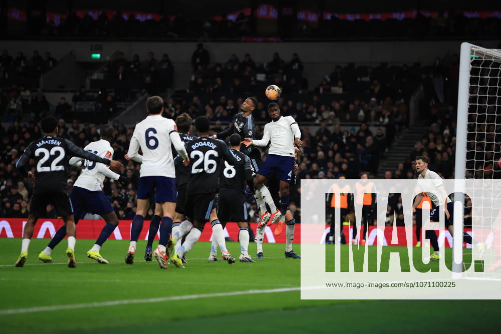 Tottenham Hotspur v Aston Villa, FA Cup, 3rd Round Tottenham Hotspur Defender Kevin Danso (4) heads towards goal during the FA Cup match between Tottenham Hotspur and Aston Villa at Tottenham Hotspur Stadium, London, UK on 10 January 2026. London Tottenham Hotspur Stadium London UK Editorial use only DataCo restrictions apply See www.football-dataco.com ,