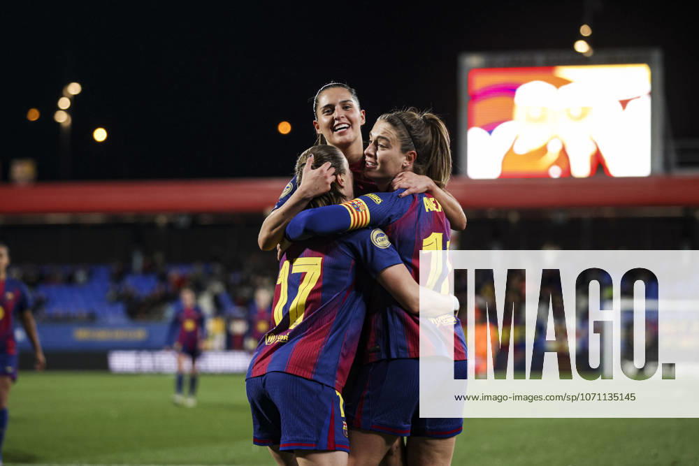 FC Barcelona, Barca Femeni V Madrid CFF - Liga F Moeve Alexia Putellas of FC Barcelona celebrates after scoring a goal with Kika Nazareth and Ewa Pajor of FC Barcelona during the Liga F Moeve match between FC Barcelona Femeni and Madrid CFF at Estadi Johan Cruyff in Barcelona, Spain, on January 10, 2026. Barcelona Spain