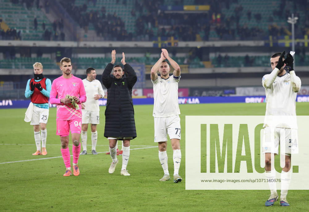 LAZIO players celebrate winning Matchday 20 of 38 of the Serie A 2025 26 between HELLAS VERONA and LAZIO at the Bentegodi Stadium in Verona, Italy Verona Italy - ZUMAc179 20260111_zep_c179_055
