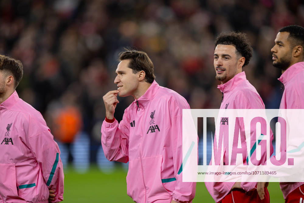 Football - FA Cup - 3rd Round - Liverpool FC v Barnsley FC LIVERPOOL, ENGLAND - Monday, January 12, 2026: Liverpool s Federico Chiesa in the line-up before the FA Cup 3rd Round match between Liverpool FC and Barnsley FC at Anfield. (Photo by David Rawcliffe Propaganda) LIVERPOOL Anfield MERSEYSIDE ENGLAND