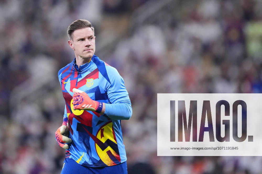 FC Barcelona, Barca v Real Madrid: Spanish Super Cup Marc-Andre ter Stegen goalkeeper of Barcelona and Germany during the warm-up before the Spanish Super Cup final match between FC Barcelona and Real Madrid at King Abdullah Sports City Hall Stadium on January 11, 2026 in Jeddah, Saudi Arabia. Jeddah Saudi Arabia