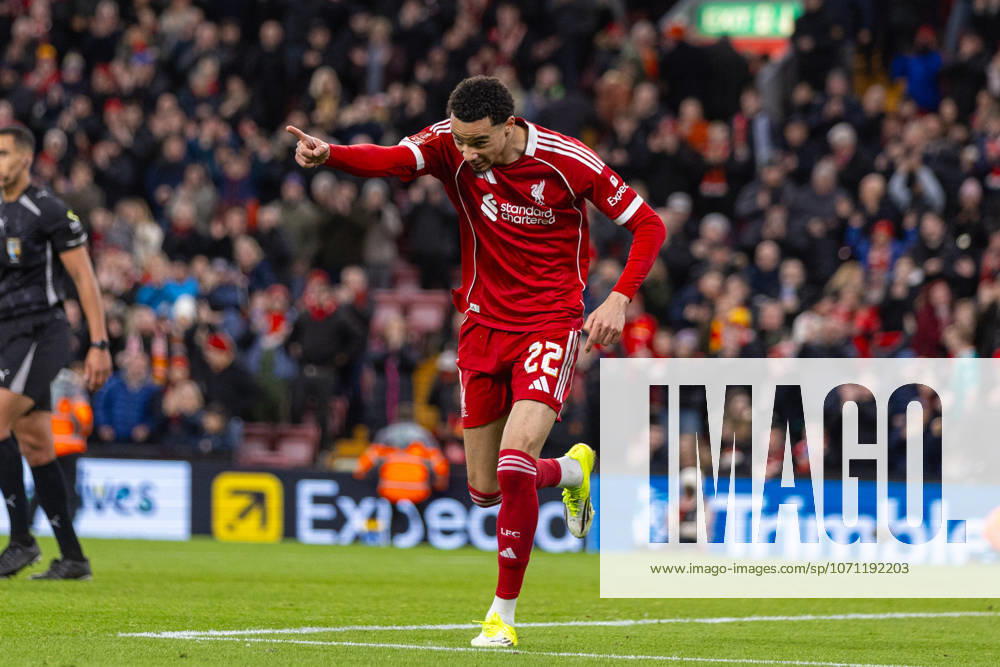 Football - FA Cup - 3rd Round - Liverpool FC v Barnsley FC LIVERPOOL, ENGLAND - Monday, January 12, 2026: Liverpool s Hugo Ekitike celebrates after scoring his side s fourth goal during the FA Cup 3rd Round match between Liverpool FC and Barnsley FC at Anfield. (Photo by David Rawcliffe Propaganda) LIVERPOOL Anfield MERSEYSIDE ENGLAND