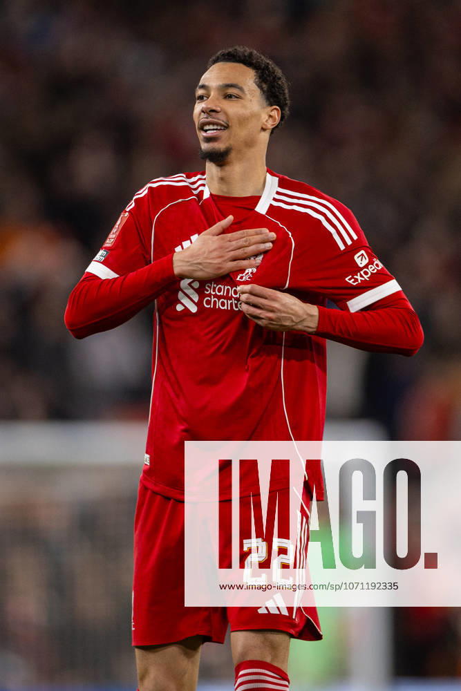Football - FA Cup - 3rd Round - Liverpool FC v Barnsley FC LIVERPOOL, ENGLAND - Monday, January 12, 2026: Liverpool s goalscorer Hugo Ekitike celebrates after the FA Cup 3rd Round match between Liverpool FC and Barnsley FC at Anfield. Liverpool won 4-1. (Photo by David Rawcliffe Propaganda) LIVERPOOL Anfield MERSEYSIDE ENGLAND