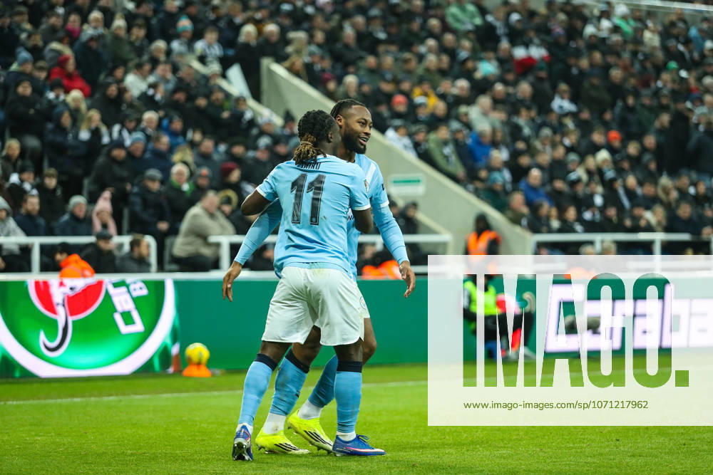 Newcastle United v Manchester City, Carabao Cup Antoine Semenyo Of Manchester City scores a GOAL 0-1 and celebrates during the Newcastle United v Manchester City Carabao Cup Semi Final First Leg match at St. James Park, Newcastle Upon Tyne, England on 13 January 2026 Credit: Lee Keuneke Every Second Media Editorial use only. All images are copyright Every Second Media Limited. No images may be reproduced without prior permission. All rights reserved. Premier League and Football League images are subject to licensing agreements with Football DataCo Limited. see https: www.football-dataco.com