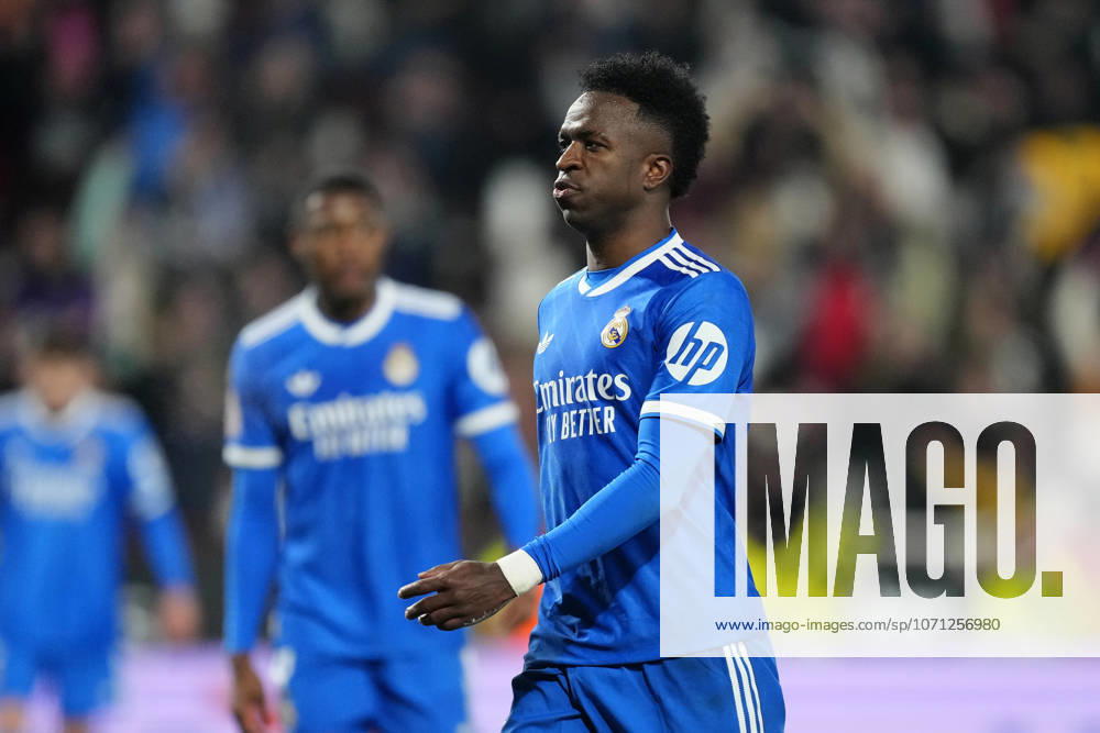 Albacete Balompie v Real Madrid - Copa del Rey Vinicius Junior left winger of Real Madrid and Brazil reacts after loss the Copa del Rey round of 16 match between Albacete Balompie and Real Madrid at Estadio Carlos Belmonte on January 14, 2026 in Albacete, Spain. Albacete Spain