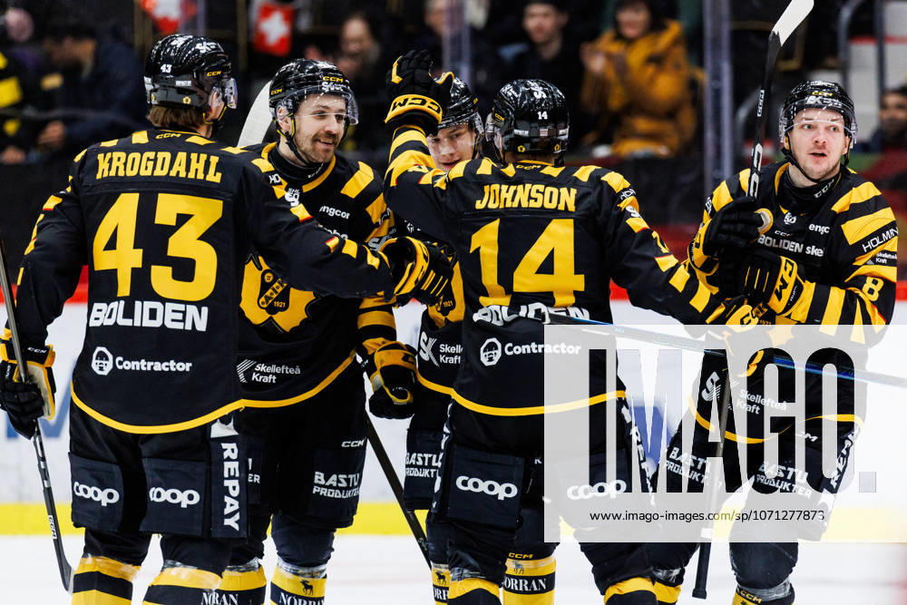 Skellefteas Oliver Okuliar celebrates after 1-0 during the SHL ice hockey match between Skelleftea and Malmö Redhawks on January 15, 2026 in Skelleftea