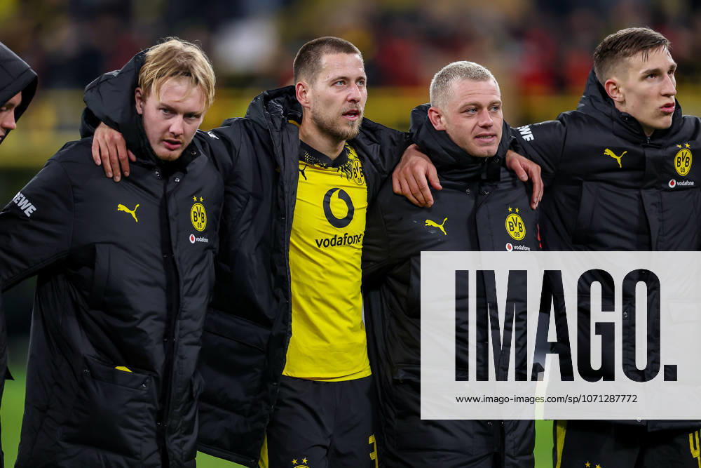 Football, Borussia Dortmund SV Werder Bremen,, 1 Soccer Bundesliga, 17 Matchday, Signal Iduna Park, Season 2025 2026 Julian Brandt BVB 10 Waldemar Anton BVB 03 Julian Ryerson BVB 26 Maximilian Beier BVB 14 DFB regulations prohibit any use of photographs as image sequences and or quasi video Nordrhein Westfalen Germany
