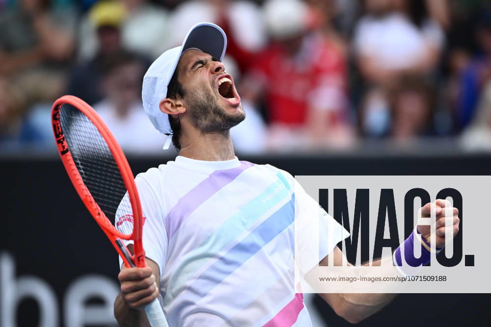 TENNIS AUSTRALIAN OPEN, Nuno Borges of Portugal celebrates match point during the Mens 2nd round match against Jordan Thompson of Australia on day 4 of the 2026 Australian Open tennis tournament at Melbourne Park in Melbourne, Wednesday, January 21, 2026. ( NO ARCHIVING MELBOURNE VICTORIA AUSTRALIA